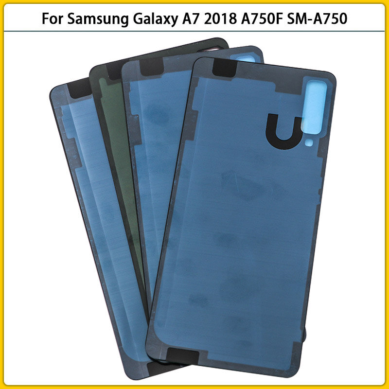 New For Samsung Galaxy A7 2018 A750 A750F SM-A750 Battery Back Cover A750 Rear Door Glass Panel Housing Case Camera Lens Replace