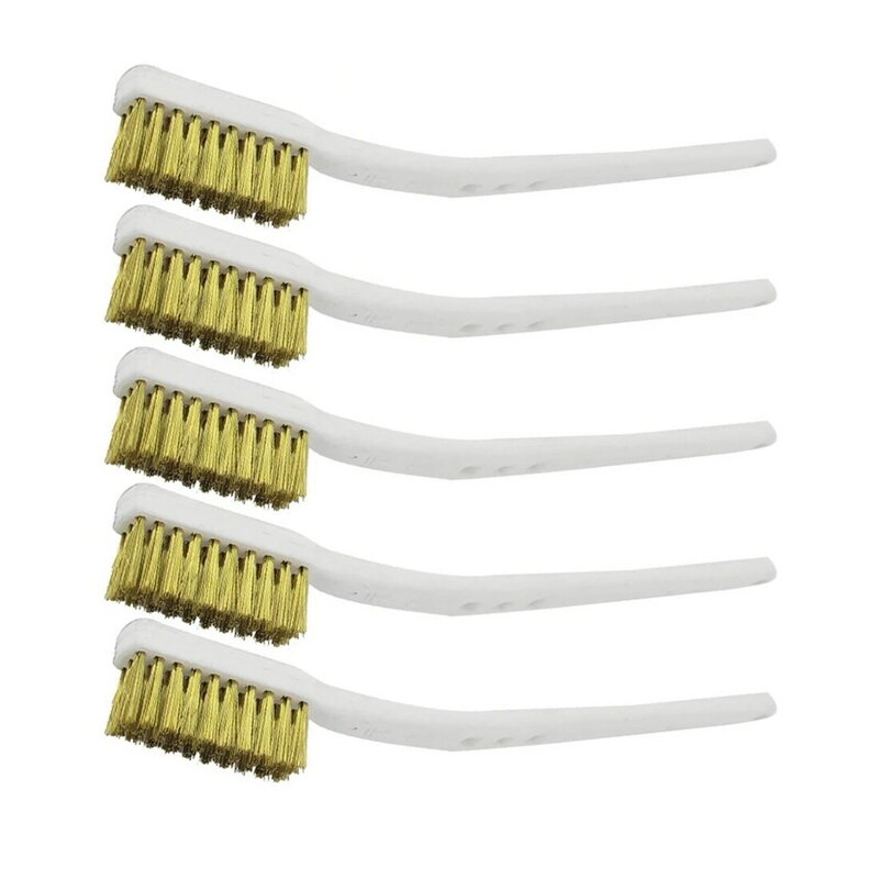 5Pcs 175mm Brass Wire Brush Mini Paint Rust Remover Steel Wire Brushes Industrial Metal Polishing Burring Cleaning Brush
