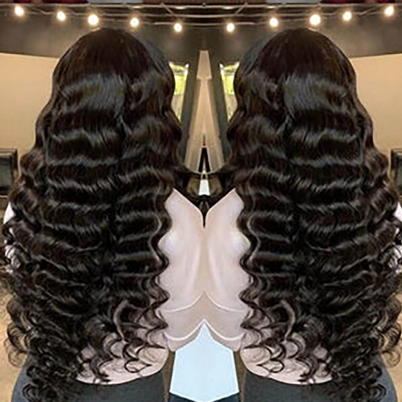 Perruque Lace Front Wig Loose Wave pour femmes, 32 pouces, 13x4, Deep Wave, 4x4, pre-plucked
