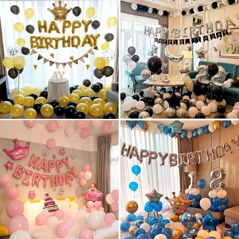 13pcs Happy Birthday Decoration Balloons Rose Gold Silver Letter Aluminum Foil Balloon Child Adult Birthday Decor Party Supplies