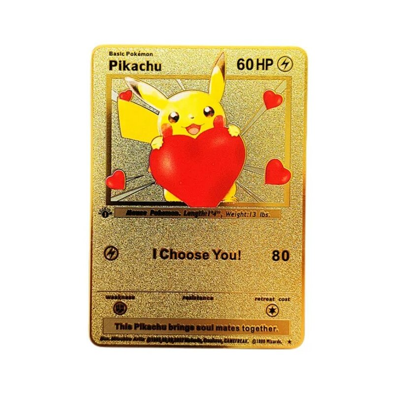 Cartes Pokemon Vmax Anime en métal Pikachu Mewtwo Charizard Vmax en métal doré cartes de Collection de jeu de lettres Pokemon en fer dur jouets