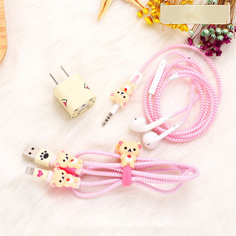 5pcs/set Mobile Phone Earphone Data Line Protector Set Cable Protective Cover for Iphone 7/8/x Sticker Earphone Cable Winder