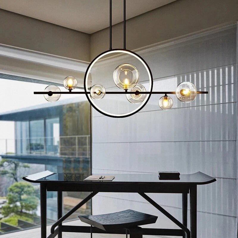 Modern LED Ceiling Novelty Glass Bubble Chandelier Nordic Dining Room Lamp Restaurant Lighting Kitchen Home Decor Hanging Lights