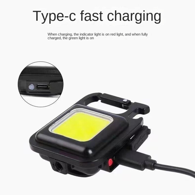 Миниатюрный светодиодный фонарик с зарядкой от USB, фонарь для кемпинга с COB матрицей и брелоком, светильник для скалолазания, рыбалки, уличны...
