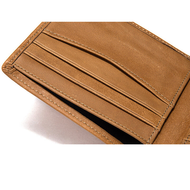 Роскошный короткий кошелек из вощеной кожи для мужчин, бумажник из натуральной воловьей кожи, кредитница с RFID-блокировкой, деловой держатель с окошком для фото