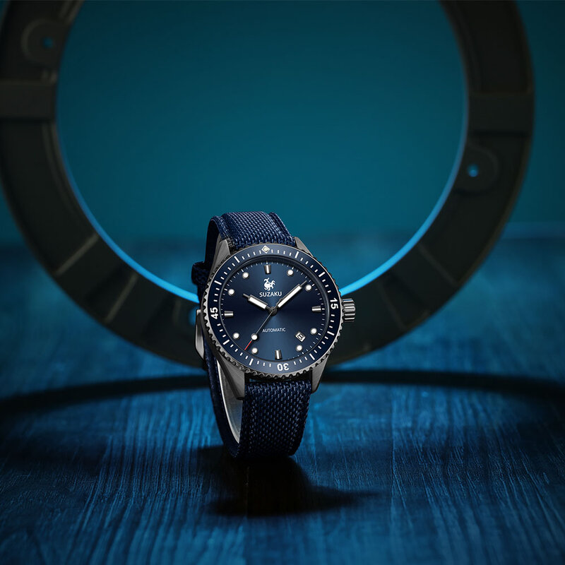 SUZAKU-새로운 클래식 남성 자동 기계식 시계, 세라믹 베젤 스테인레스 스틸 다이버 스포츠 남성용 손목 시계