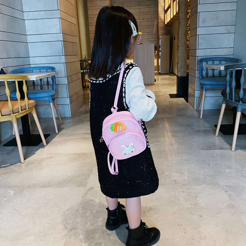Детский рюкзак с изображением милого кролика и моркови, блестящие школьные сумки через плечо, рюкзак, детская школьная сумка для детского с...