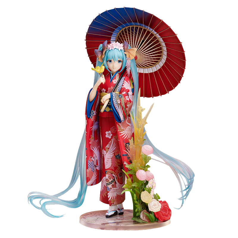Hatsune Miku kimono miku hecho a mano, flor de cerezo de nieve, mariposa, princesa periférica, modelo de decoración