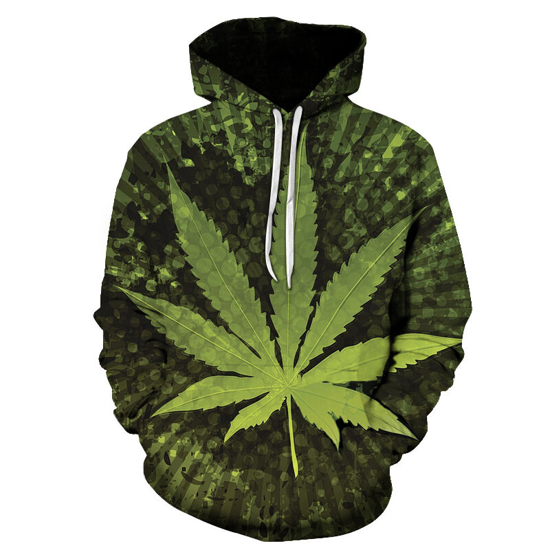 Sudadera con capucha para hombre y mujer, suéter con estampado 3D de Hojas de hierba verde, chaqueta informal, Otoño e Invierno
