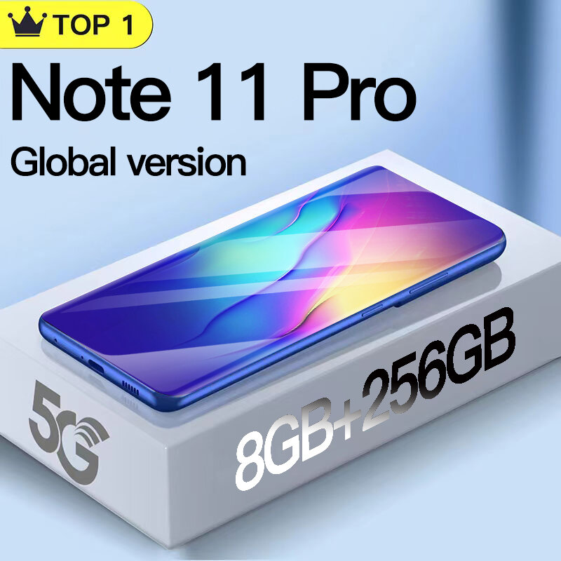 Smartphone note 11 Pro 5G, 8GB + 2022 GB, 256 mAh, Android, cámara HD de 48MP, 5000 pulgadas, novedad de 5,8