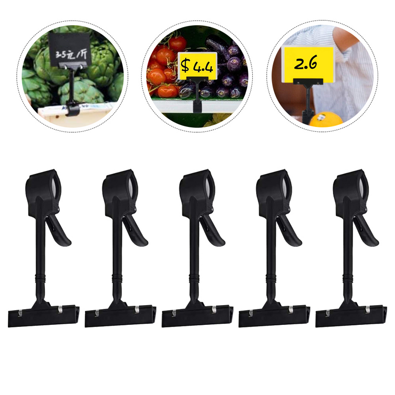 Sign Clip Holder Price Display Stand Merchandise Plastic Food Signs Clips Tag Clothing Holders