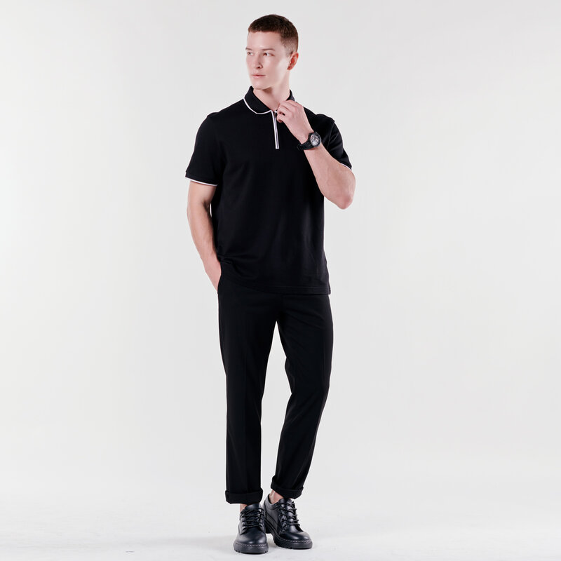 HELLEN & WOODY 2022 Summer Business Zipper uomo Polo TShirt lusso ricamo Design stampa maniche corte cotone puro Top Tees nero