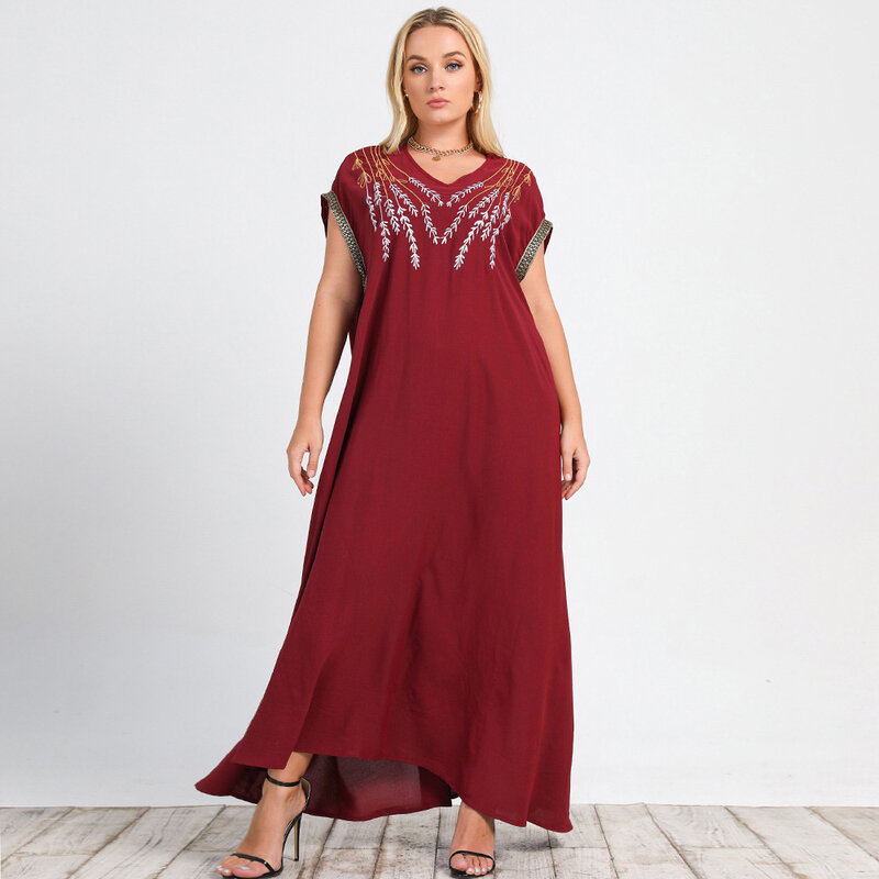 Plus size  Large women's fashion Bohemian wheat print A-line dress