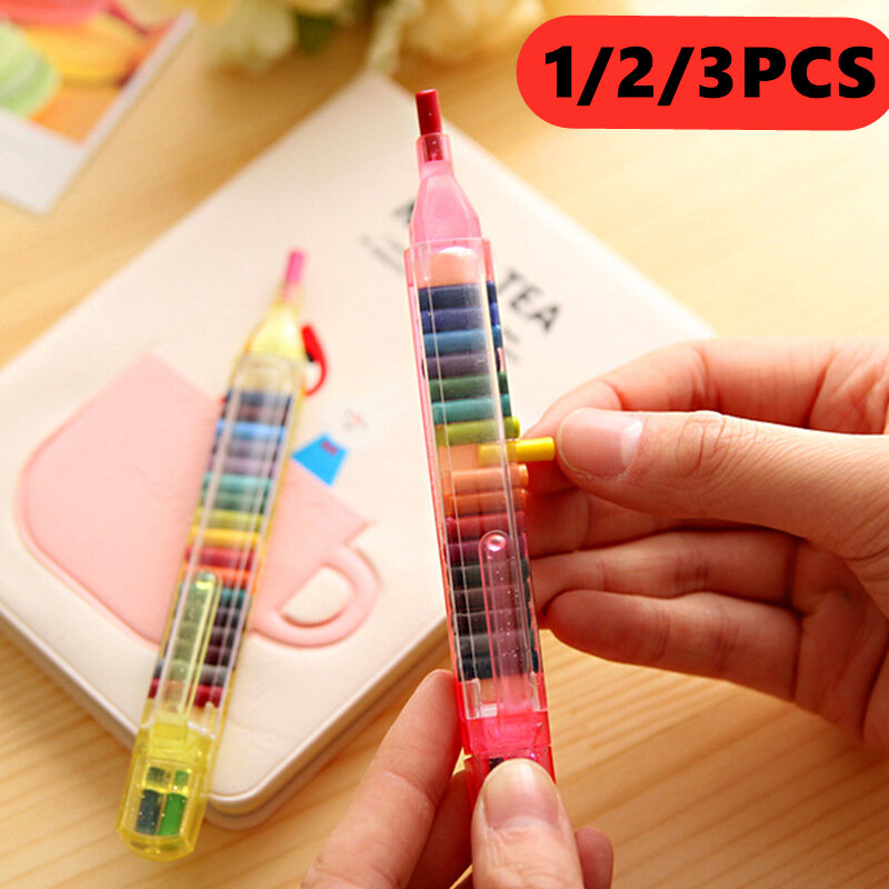 20色クレヨンクリエイティブカワイイ色の落書きペン学生子供のための文房具ギフト絵画ワックス鉛筆1-3個