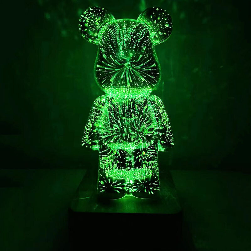 Descompresión LED luz de noche 3D oso fuegos artificiales de Navidad ambiente romántico regalo USB Lámpara adornos de decoración de dormitorio