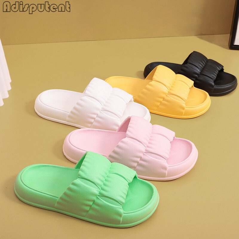 New Home Soft Sole Cloud Slippers Women Non Slip Platform Bathroom Slides Woman 2022 Summer Thick Bottom Sandals Flip Flops