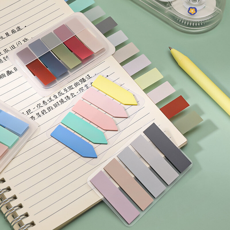 Morandi 컬러 인덱스 스티커 100 매 귀여운 스티커 메모 간단한 메모 용지 자기 접착 메모 용지 사무실 학교 용품