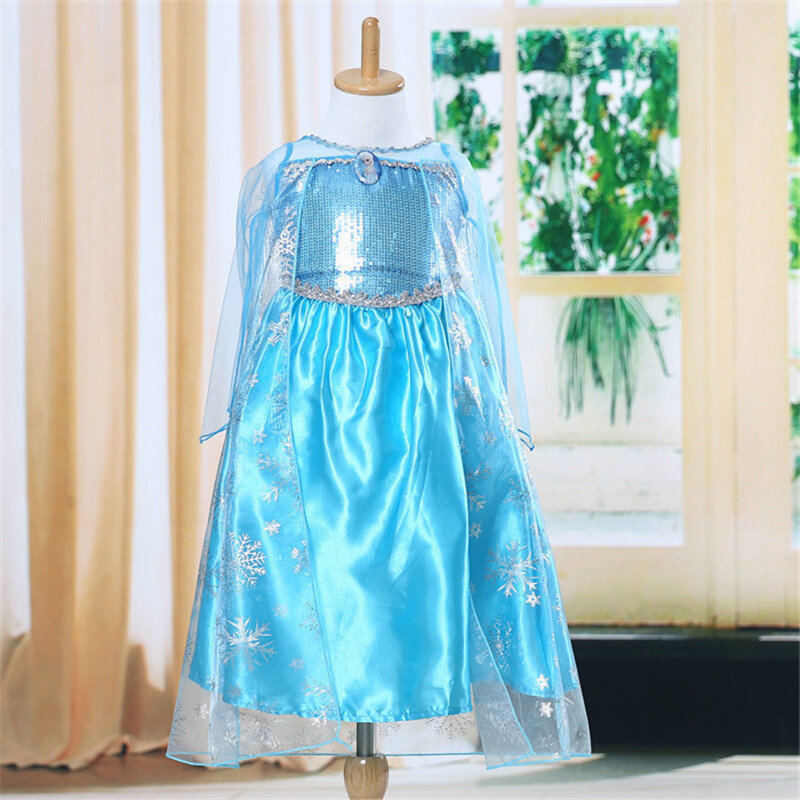 فستان أميرات ديزني فروزن إلسا للأطفال والرُضَّع فستان ملكة للفتيات فستان حفلة تنكرية للأطفال من قماش التل ملابس تنكرية للحفلات