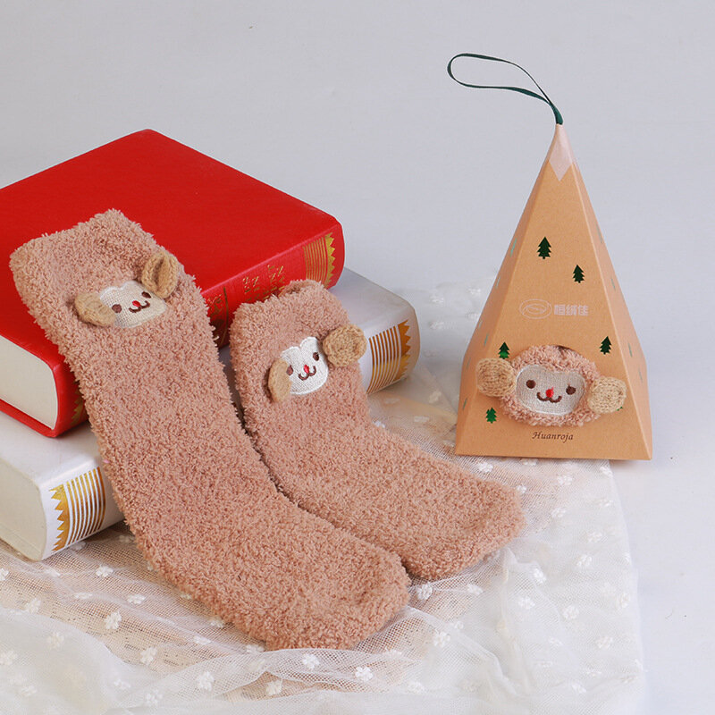 Caja de regalo de cumpleaños para niños, calcetines gruesos y cálidos, bonita caja de regalo para novia, guardería, navidad