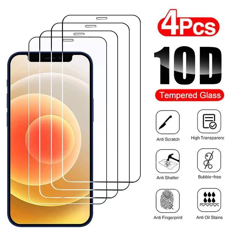 4pcs Tempered glass For iphone 12 11 13 pro XS max XR screen protector For iphone X 7 6 6s 8 plus Protective glass on iphone 12