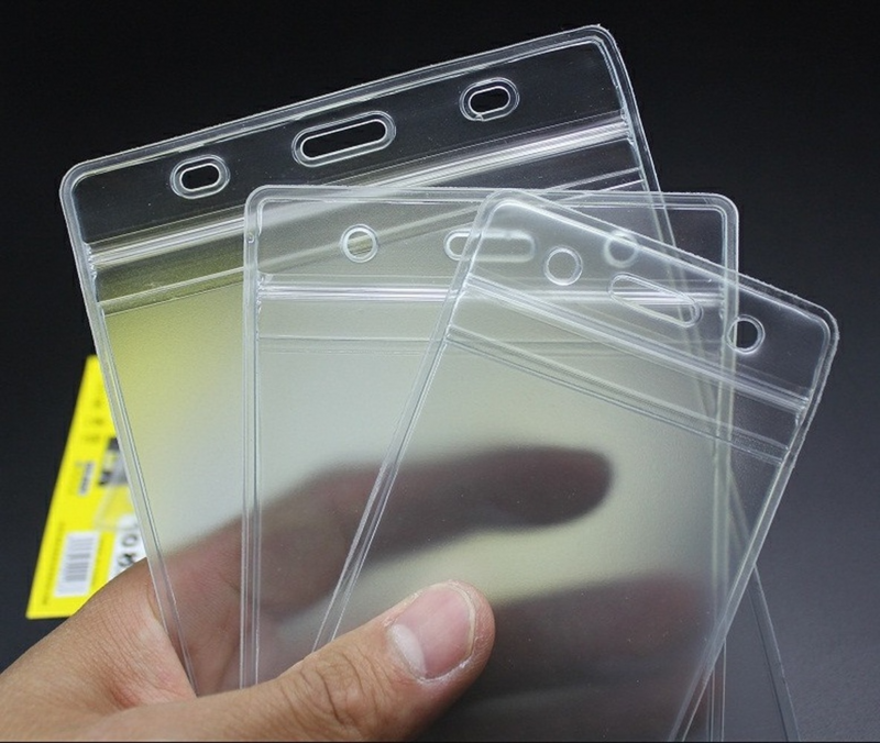 10 個透明ビニールプラスチック id カードホルダージッパーバッジホルダーアクセサリー学用品