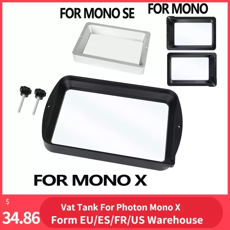 Photon Mono X /MONO SE / MONO 3d 프린터 부품 수지 탱크용 새로운 3D 프린터 부품, 금속 수지 탱크 vatis 수지 탱크 통