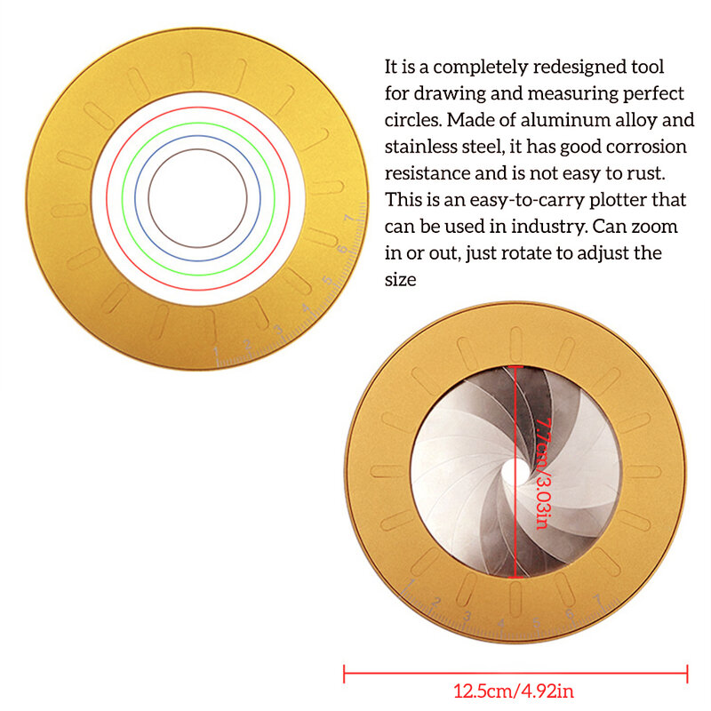 ラウンドサークル定規ホームステンレス鋼円形描画ツール正確な測定器大工木工機器