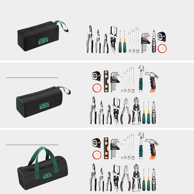 Greener-Bolsa de herramientas multifunción para electricista, bolsa de almacenamiento multibolsillo, impermeable, anticaída, 1680D, tela Oxford