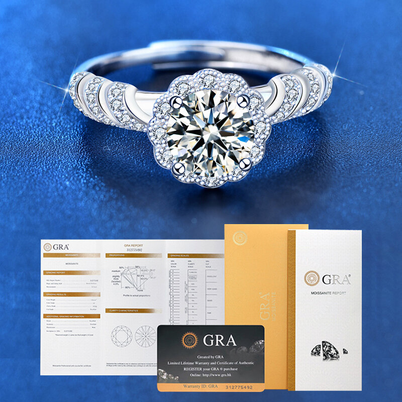 Luksusowe srebro 925 pierścionki srebrne dla kobiet biżuteria dziewczęca Brilliant 100% Moissanite diamentowa obietnica zaręczynowa prezent darmowa wysyłka