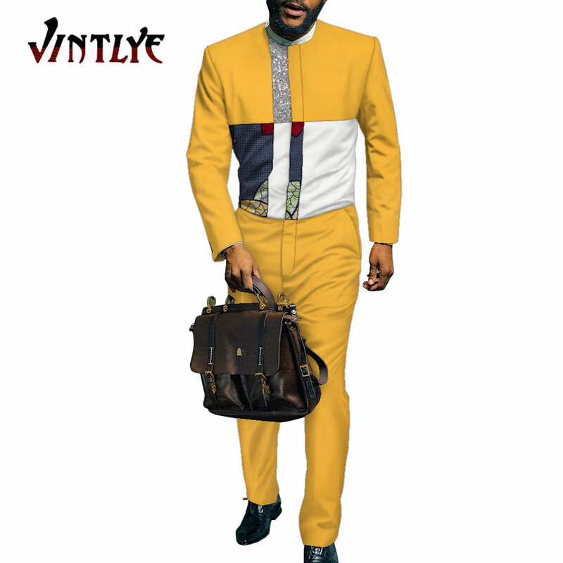 New Fashion Hip Hop abiti africani per uomo Dashiki uomo Outfit manica lunga uomo tuta pagliaccetti uomini africani Boubou sierra 1567