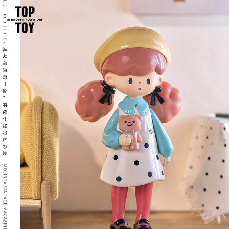 TOPTOY Molinta Popcorn siostra, Vintage Outfit Show Series, znalezienie jednorożca pudełko z niespodzianką tajemnica figurka figurka zabawka dla dziewczynki