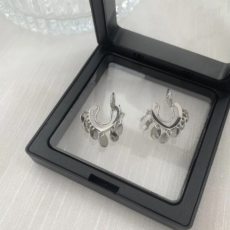 1.7cm*2cm Fashionable Titanium sheets Rotation Patern Silver Earrings Jackets Girls For Decoration New 2022