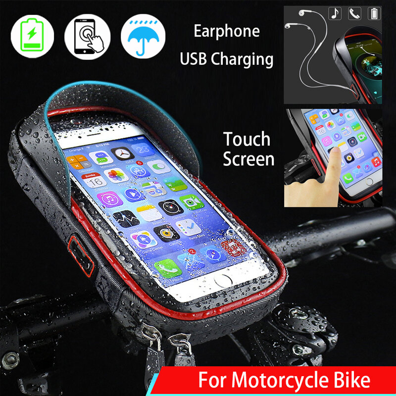 Motorcycle Cell Phone Holder Waterproof Bike Phone Holder Mount Bicycle Handlebar Rearview Mirror 6.8 Inches