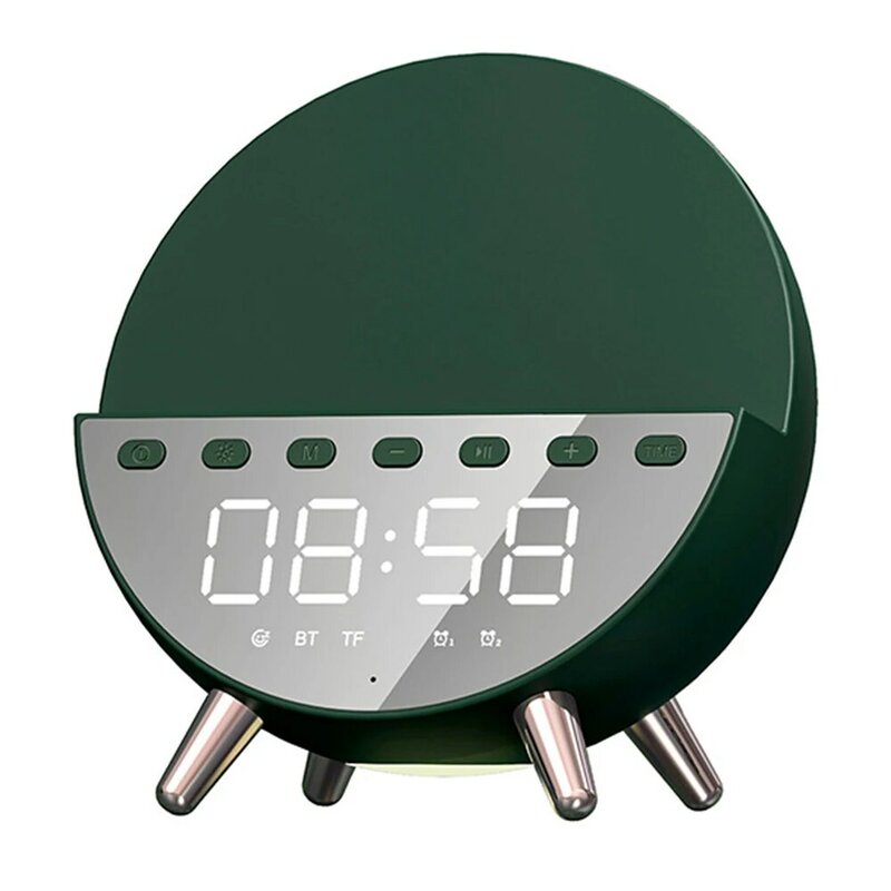ILEPO-reloj despertador con luz nocturna, cargador inalámbrico 5 en 1, Cargador Universal para teléfono móvil, Altavoz Bluetooth, carga inalámbrica