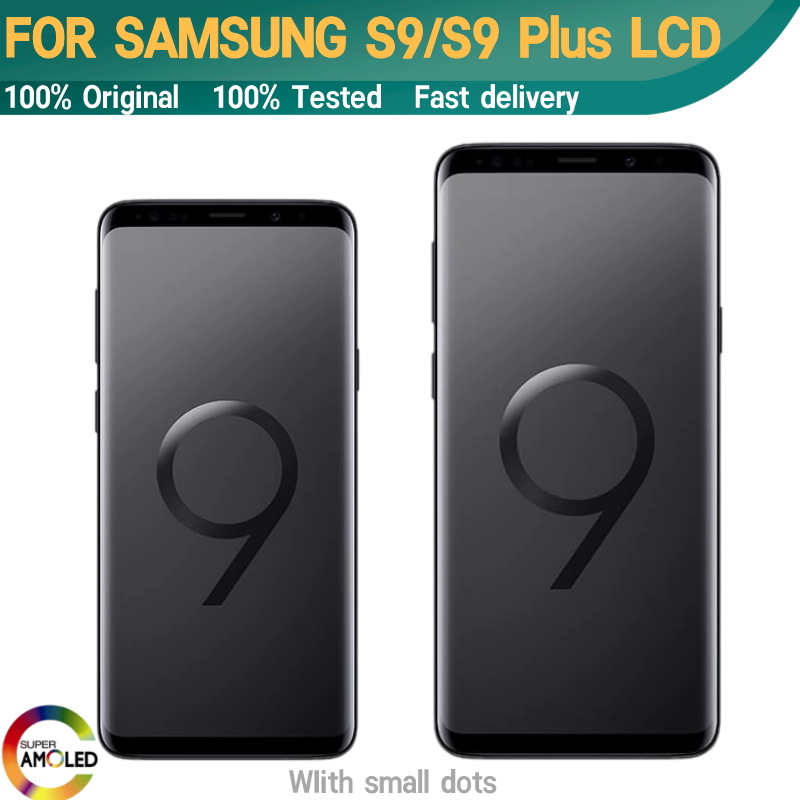 LCD S9 SUPER AMOLED Asli untuk SAMSUNG Galaxy S9 G960 G960F Tampilan S9 Plus S9 + G965 G965F LCD Layar Sentuh Digital dengan Titik