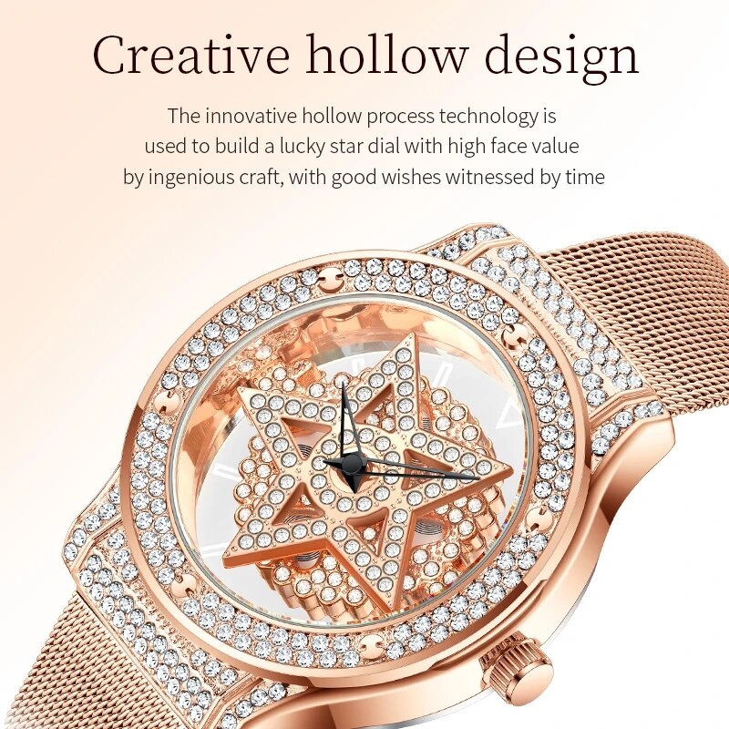 Luik Luxe Rose Gold Dial Fashion Horloges Roestvrij Stalen Band Nieuwe Quartz Horloges Voor Vrouwen Waterdichte Armband Klok