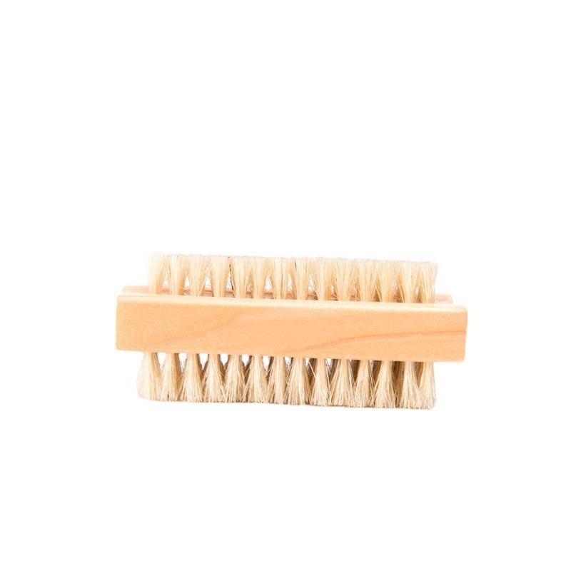 Pennello con setole per rifiniture per Nail Art manico a doppia faccia in legno setole in Nylon Manicure Pedicure Scrubbing Nail Bath Brush