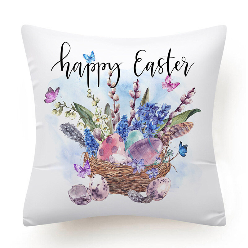 Nova páscoa poliéster lance travesseiro capa primavera festival decoração para casa travesseiro capa de almofada