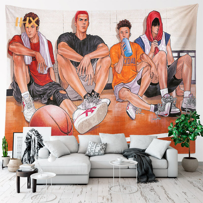 Japão personagens anime tapeçaria estética decoração do quarto hippie basquete anime grande tecido tapeçaria de parede decoração do quarto casa