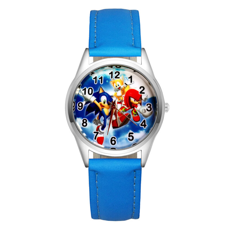 Мультяшные наручные часы в стиле симпатичного Ежика для детей женщин студентов девочек мальчиков кварцевые часы с кожаным силиконовым рем...