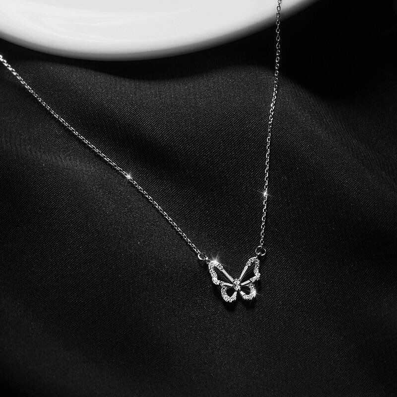 New Ideas Zircon Butterfly Pendant Necklace Romantic Super Sweet Fairy Collar Lady Joker Collarbone Chain Wedding Jewelry