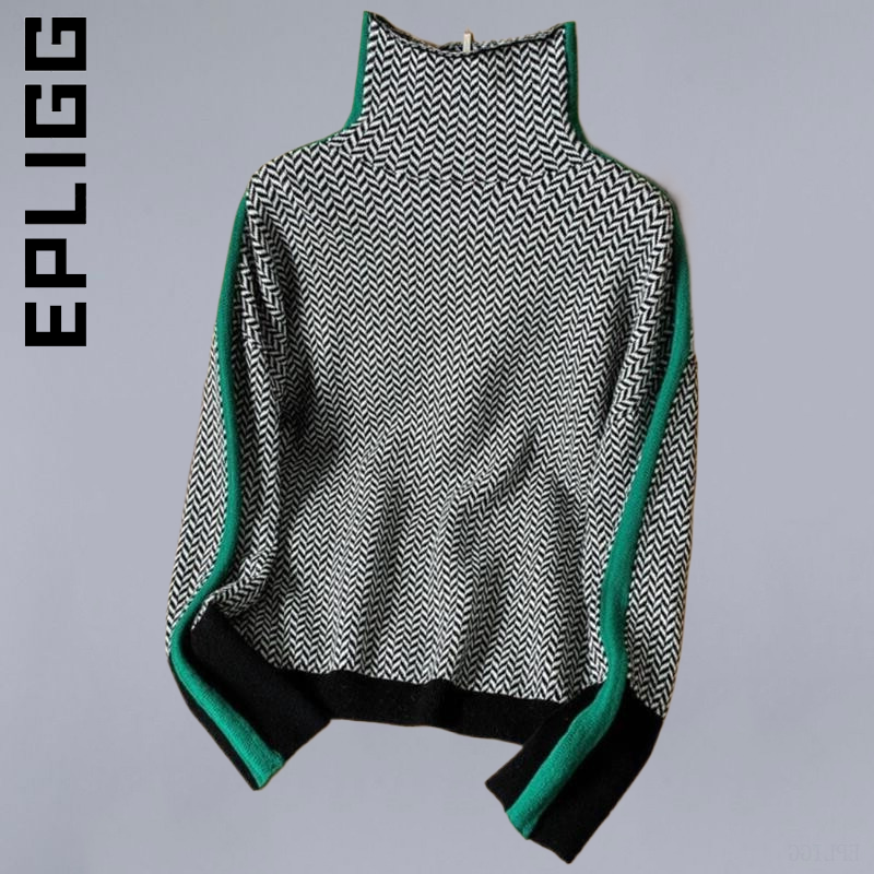 Новинка, вязаный женский свитер Epligg с высоким воротником, пуловеры, топ для отдыха, женский милый шикарный женский джемпер, винтажные базовы...