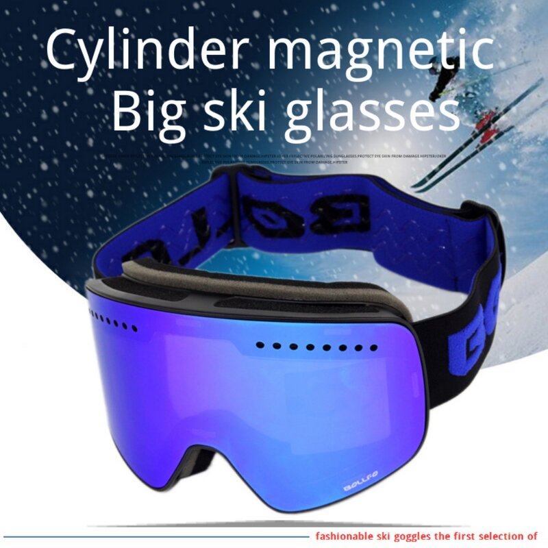 ฤดูหนาวแว่นตาสกี Anti-Fog แว่นตา Magnetic Double Layer Polarized เลนส์ Windproof สกีแว่นตากันแดดแว่นตาใหม่