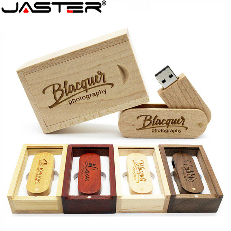 Jaster walnut maple madeira logotipo personalizado livre usb 2.0 4gb pendrive 16gb 32gb memória flash u vara fotografia casamento presentes