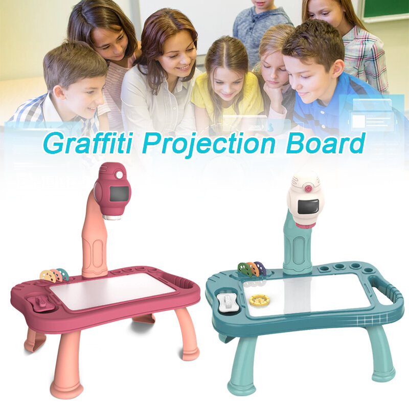 Projetor inteligente crianças pintura conjunto de mesa projetor brinquedo educacional aprender a desenhar projetor inteligente crianças pintura conjunto de mesa sp99