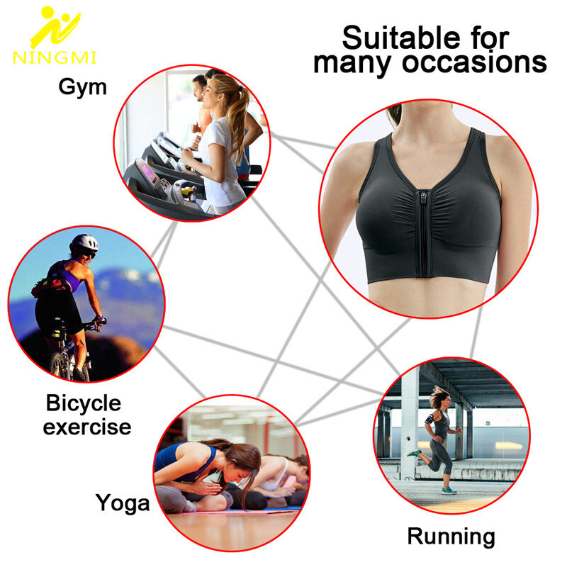 Ningmi Sportbeha Voor Vrouwen Workout Top Gym Running Hoge Impact Vest Push Up Mes Yoga Beha Fitness Cross Bandage sport Crop Top