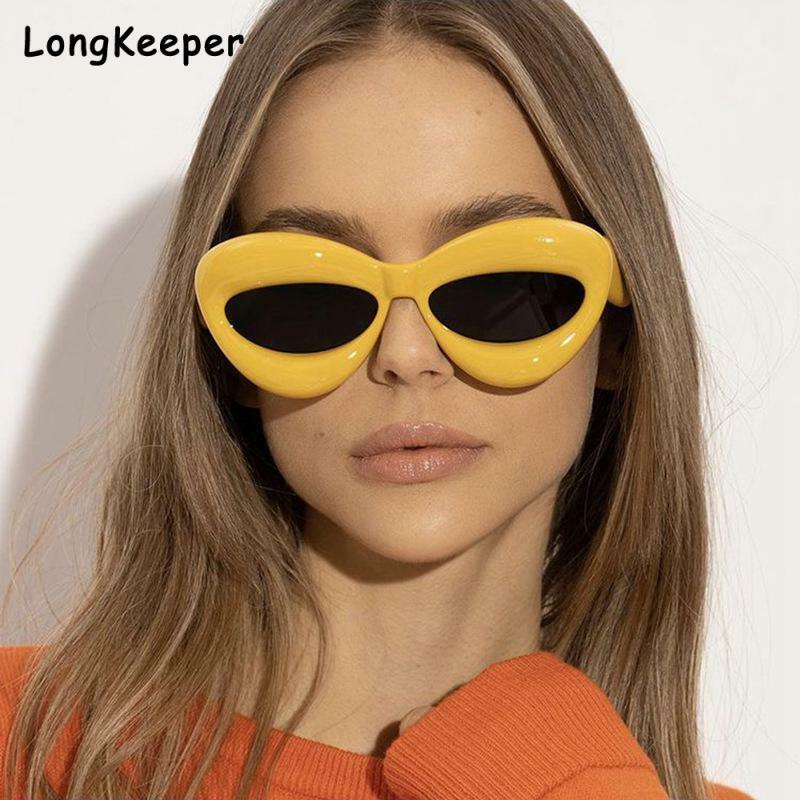 نظارات شمسية سميكة بلون الحلوى على شكل شفة Y2K للنساء نظارة شمسية جديدة على الموضة للرجال نظارة كلاسيكية للنساء على طراز الهيب هوب