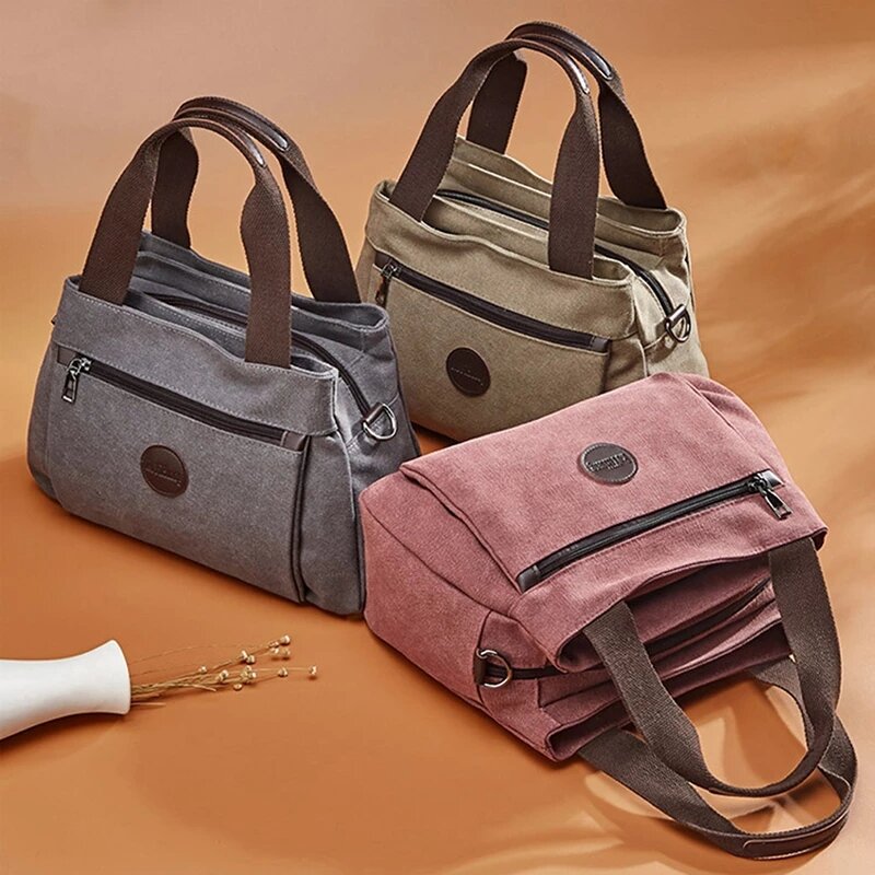New Vintage Zipper frauen Tasche Handtaschen Hohe Qualität Leinwand Damen Schulter Tasche Koreanische Designer Kleine Weibliche Tote Tasche Ganze verkauf