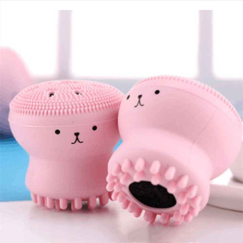 Cute Little Octopus Silicone Cleansing Brush Exfoliating Skin Care Facial Silicone Cleansing Brush Massage Face Brush Reusable