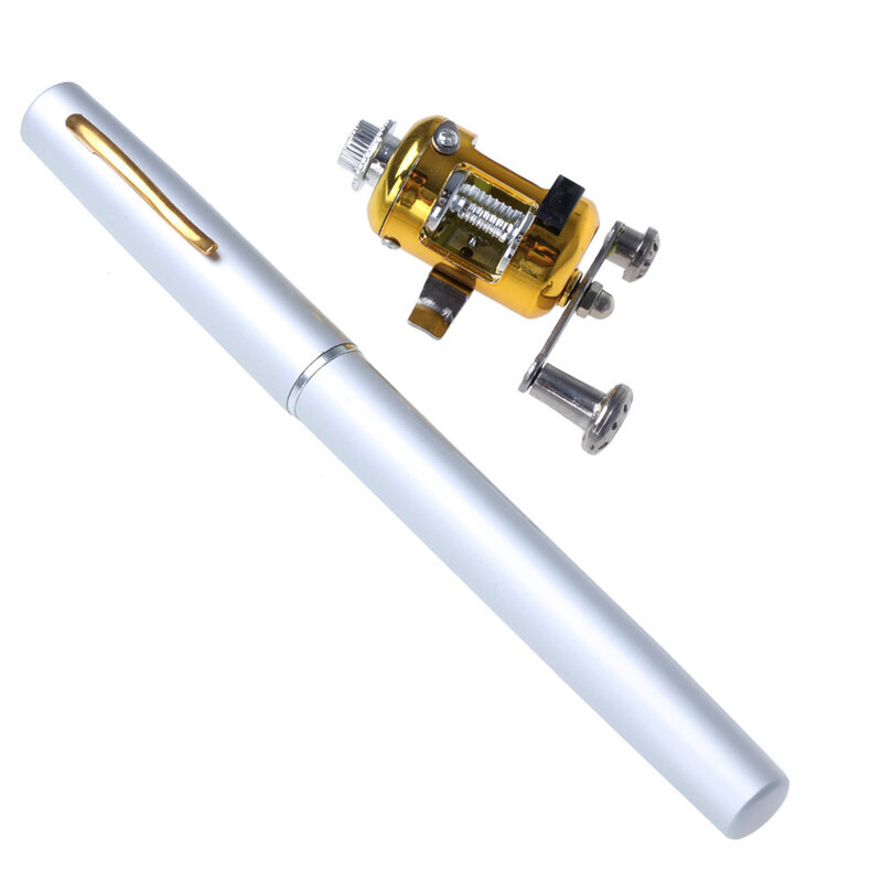  Portable Pocket Telescopic Mini Fishing Pole Pen Shape Folded Fishing Rod With Reel Wheel 	 